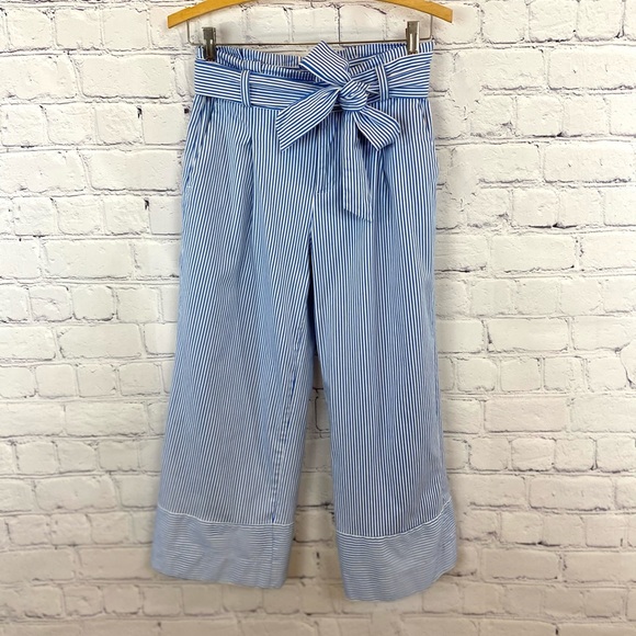 Banana Republic Pant Sz 0 Wide Leg Crop Stripe - Picture 2 of 8